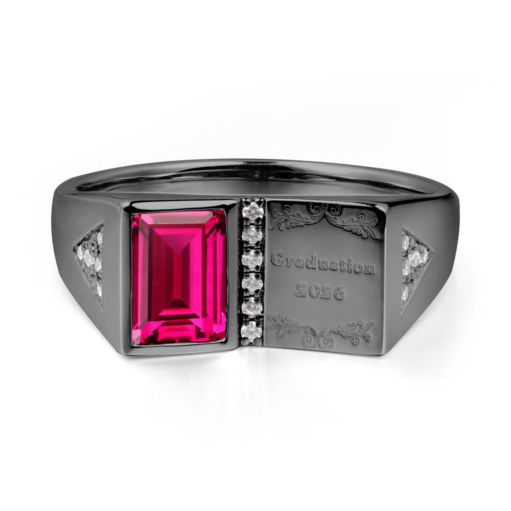 Personalized Graduation Ruby Ring - LUO Jewelry #metal_black finish sterling silver