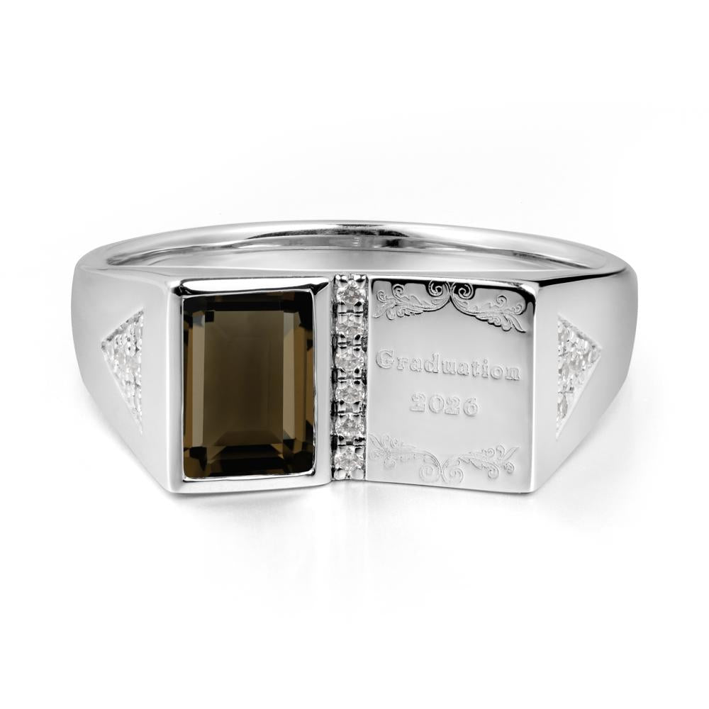 Personalized Graduation Smoky Quartz Ring - LUO Jewelry #metal_18k white gold