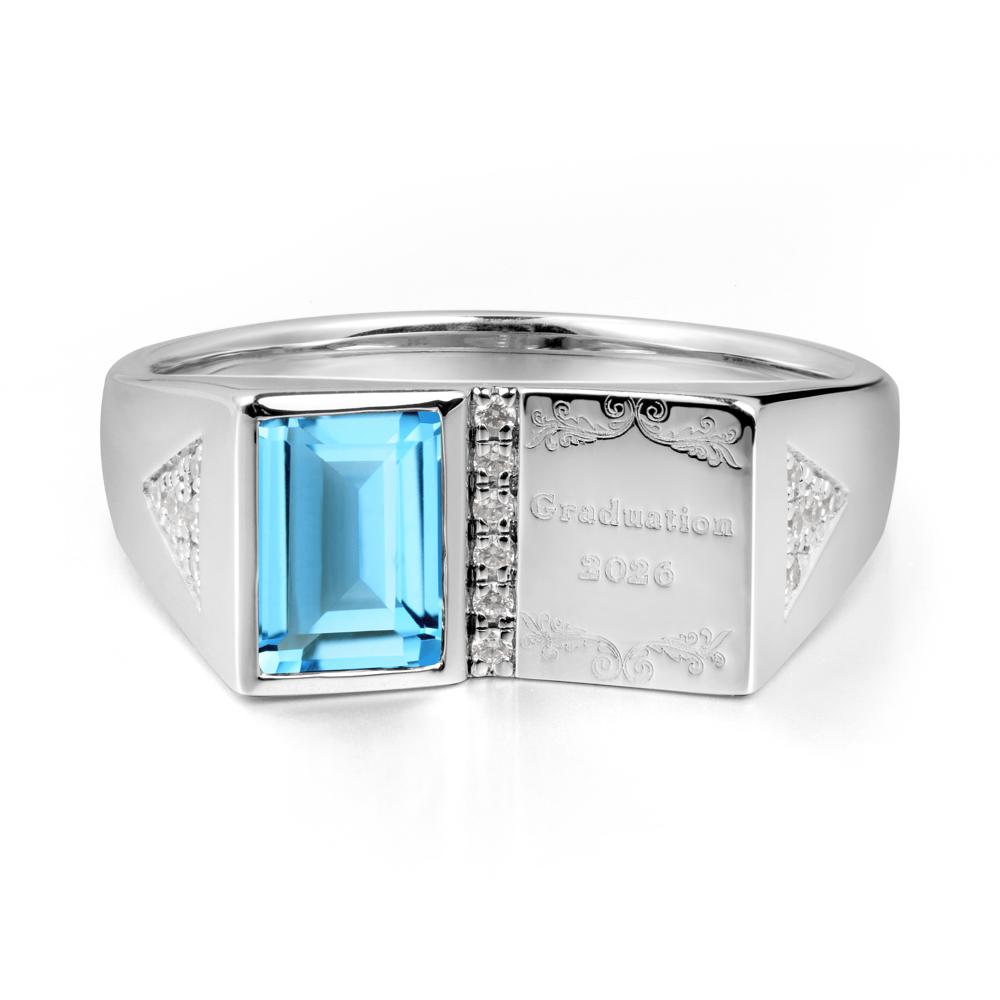 Custom Swiss Blue Topaz Graduation Ring - LUO Jewelry #metal_sterling silver