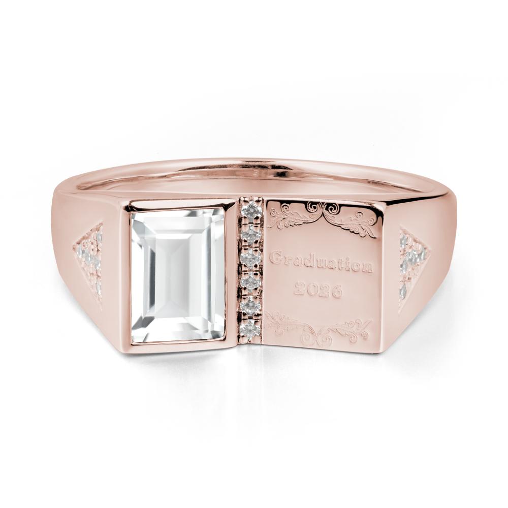 Custom White Topaz Graduation Ring - LUO Jewelry #metal_14k rose gold