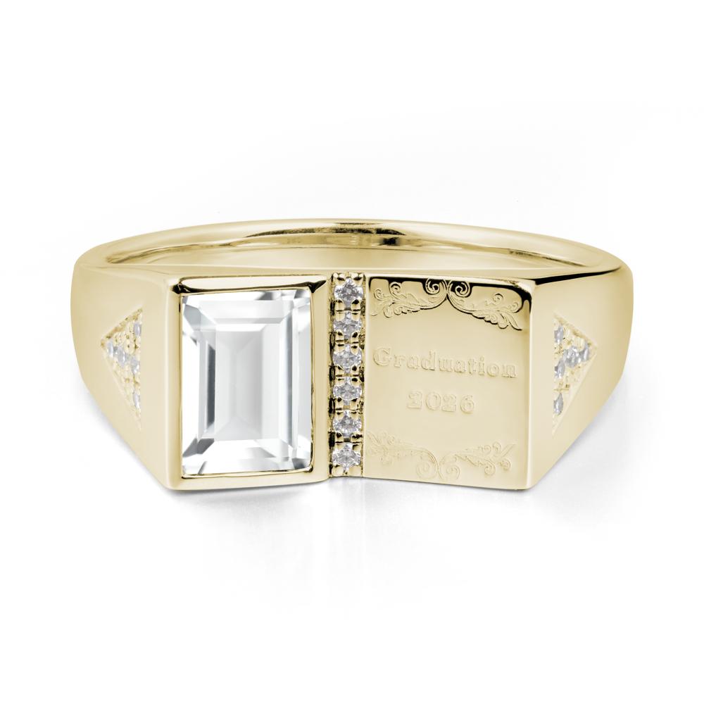 Custom White Topaz Graduation Ring - LUO Jewelry #metal_14k yellow gold