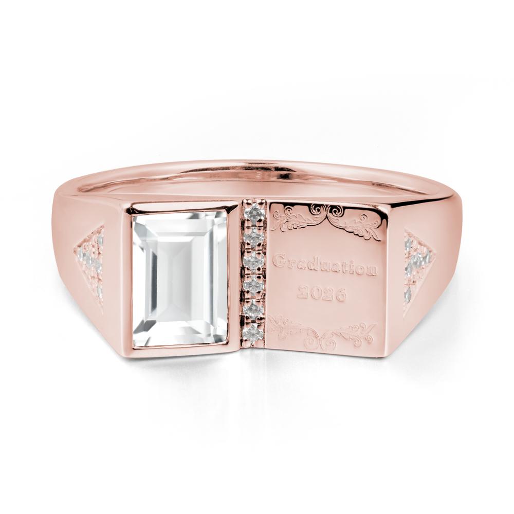 Custom White Topaz Graduation Ring - LUO Jewelry #metal_18k rose gold