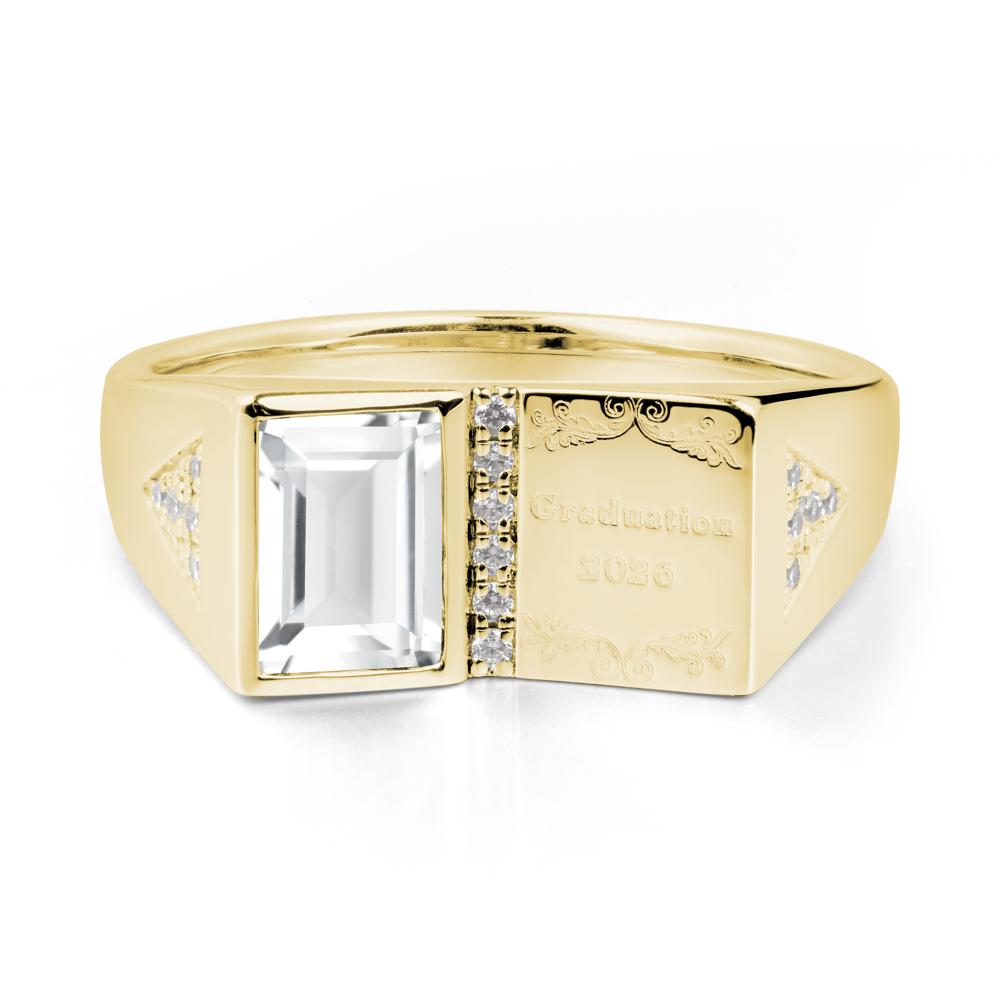 Custom White Topaz Graduation Ring - LUO Jewelry #metal_18k yellow gold