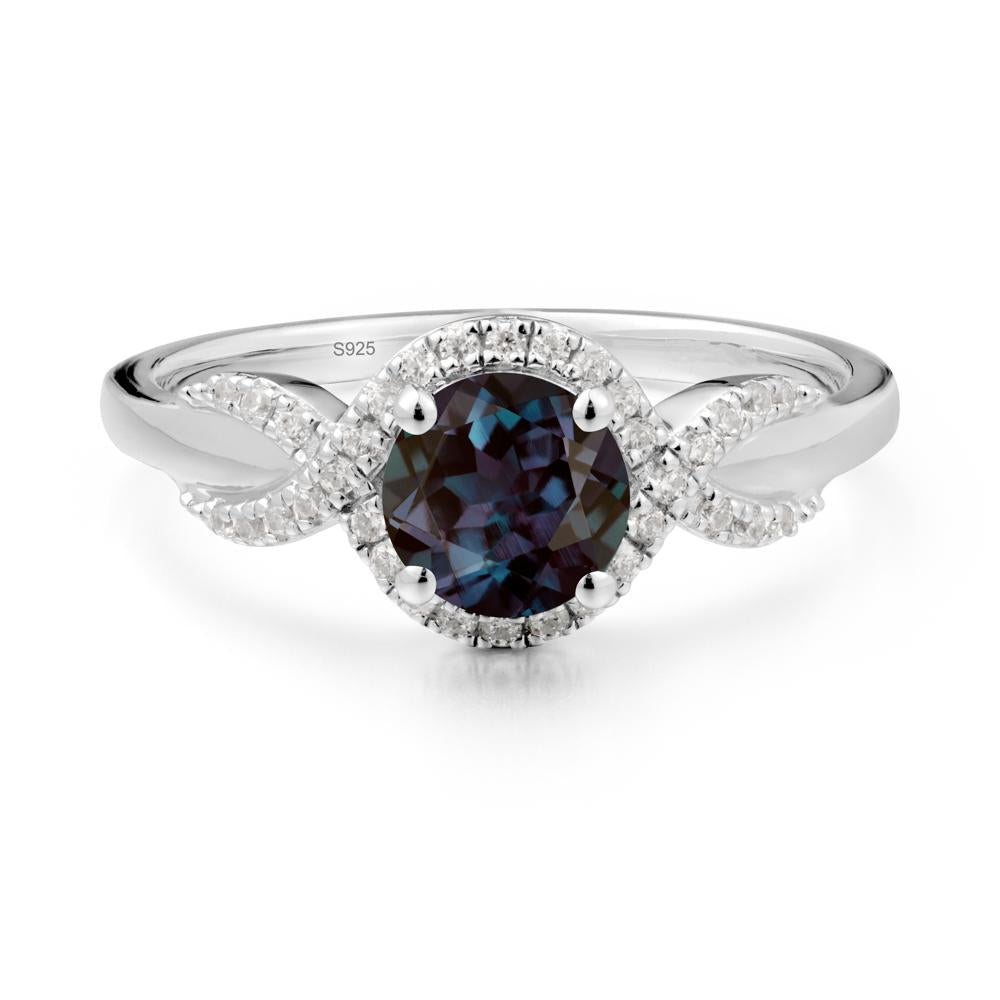 Twist Band Alexandrite Halo Ring - LUO Jewelry #metal_sterling silver