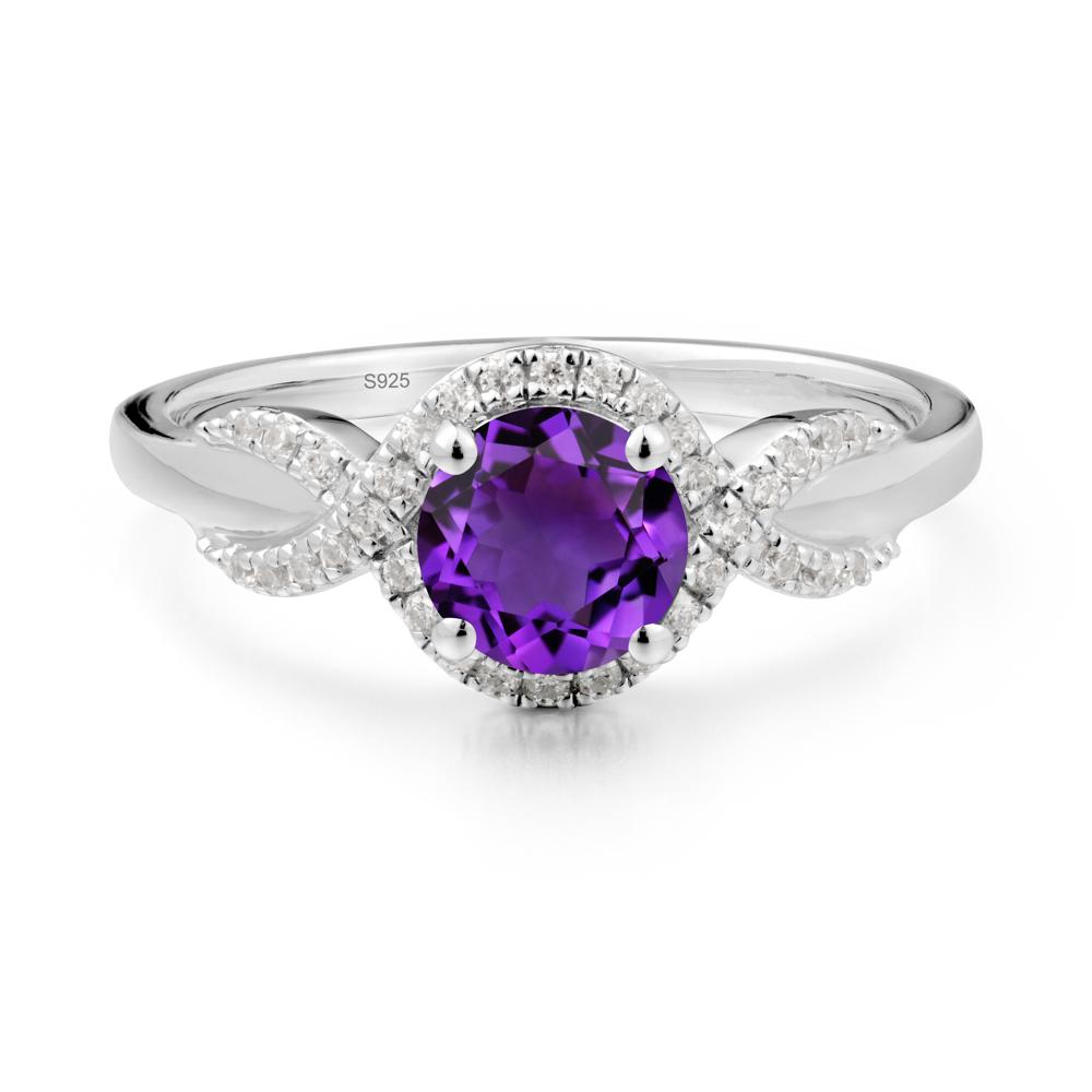 Twist Band Amethyst Engagement Ring - LUO Jewelry #metal_sterling silver