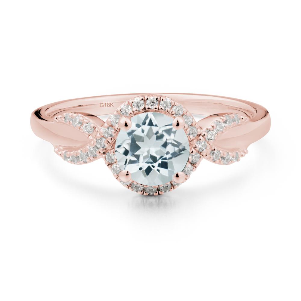 Twist Band Aquamarine Engagement Ring - LUO Jewelry #metal_18k rose gold