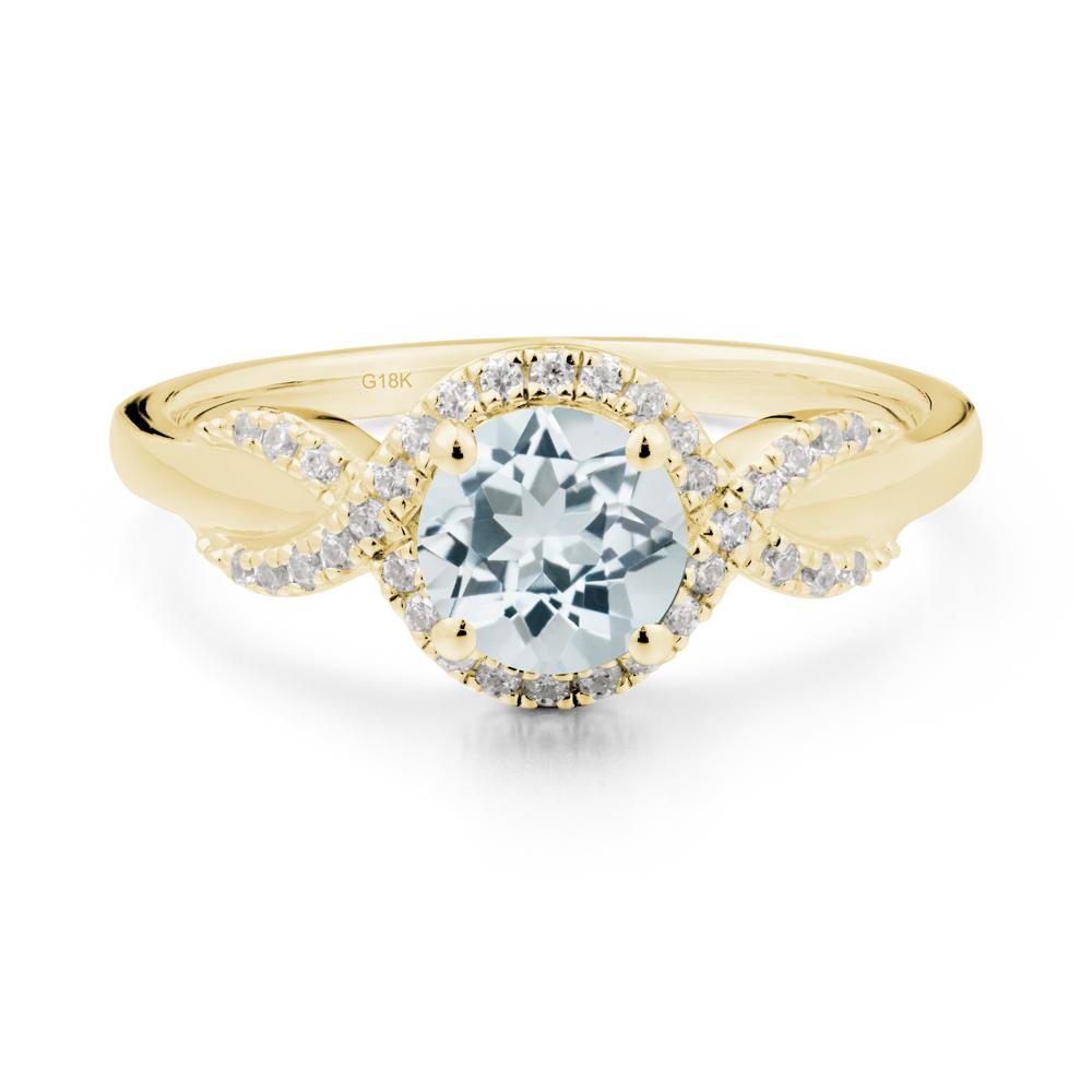 Twist Band Aquamarine Engagement Ring - LUO Jewelry #metal_18k yellow gold