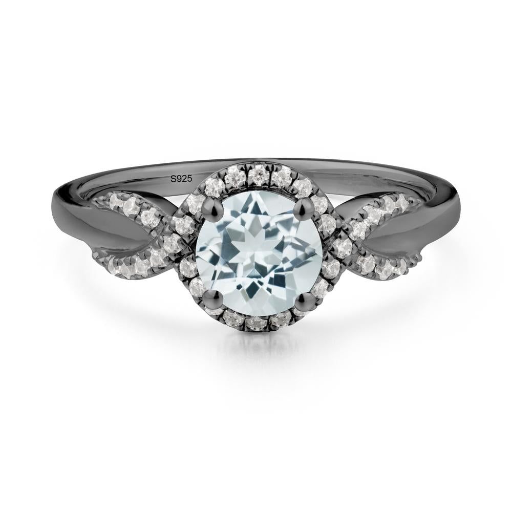 Twist Band Aquamarine Engagement Ring - LUO Jewelry #metal_black finish sterling silver