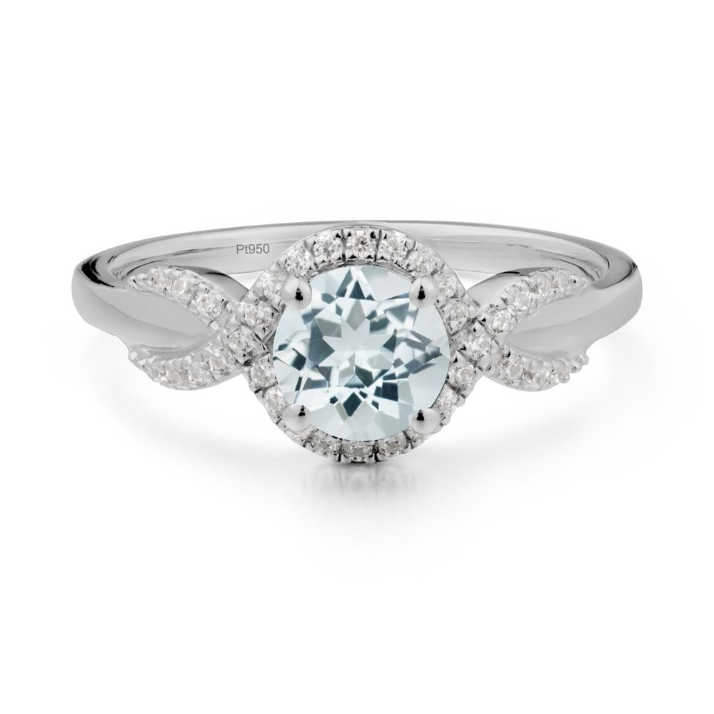 Twist Band Aquamarine Engagement Ring - LUO Jewelry #metal_platinum