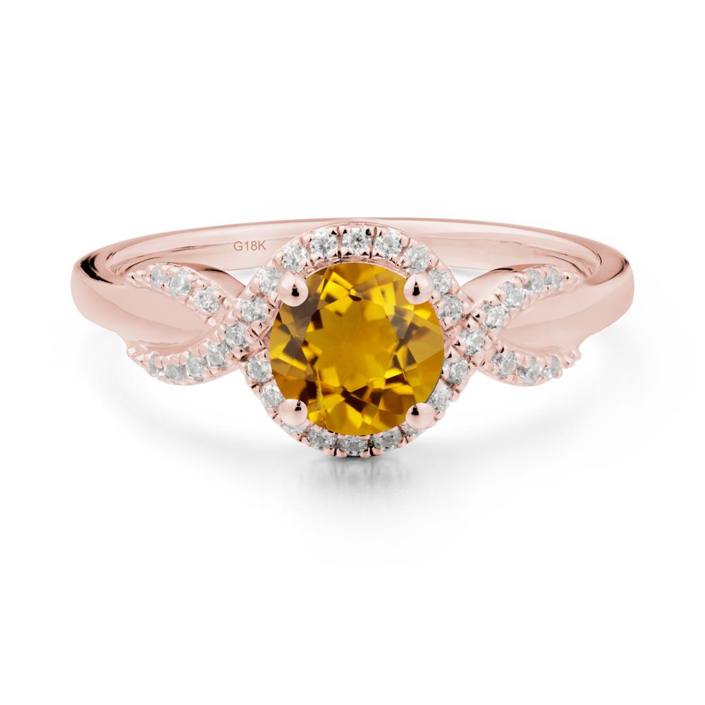 Twist Band Citrine Halo Ring - LUO Jewelry #metal_18k rose gold