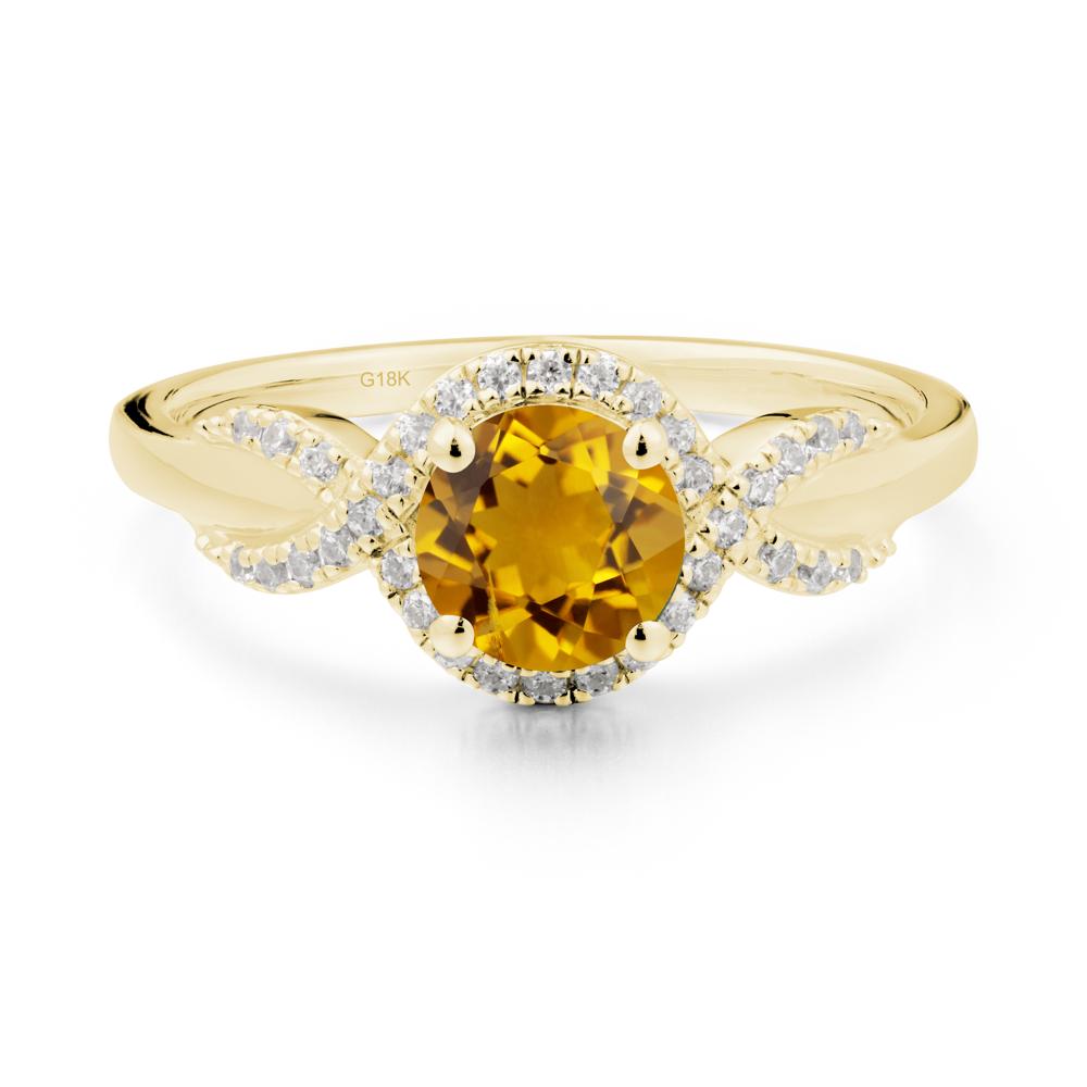 Twist Band Citrine Halo Ring - LUO Jewelry #metal_18k yellow gold
