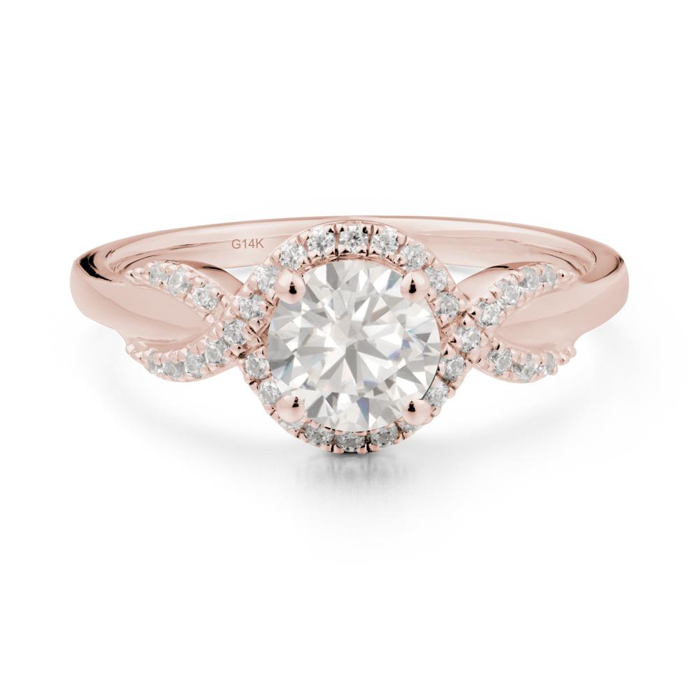 Twist Band Cubic Zirconia Halo Ring - LUO Jewelry #metal_14k rose gold