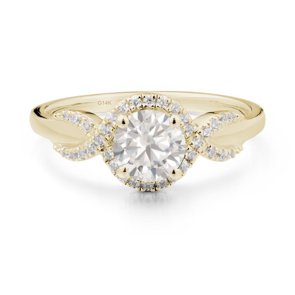 Twist Band Cubic Zirconia Halo Ring - LUO Jewelry #metal_14k yellow gold