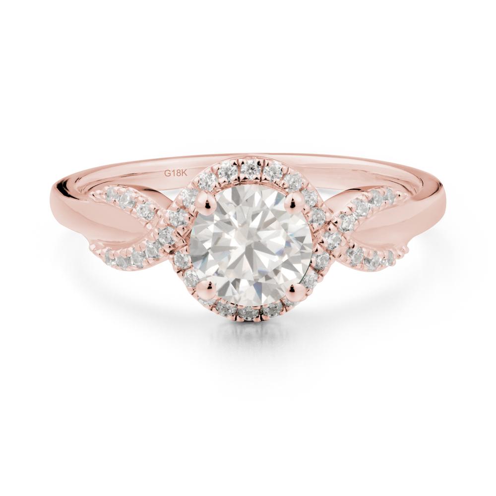 Twist Band Cubic Zirconia Halo Ring - LUO Jewelry #metal_18k rose gold