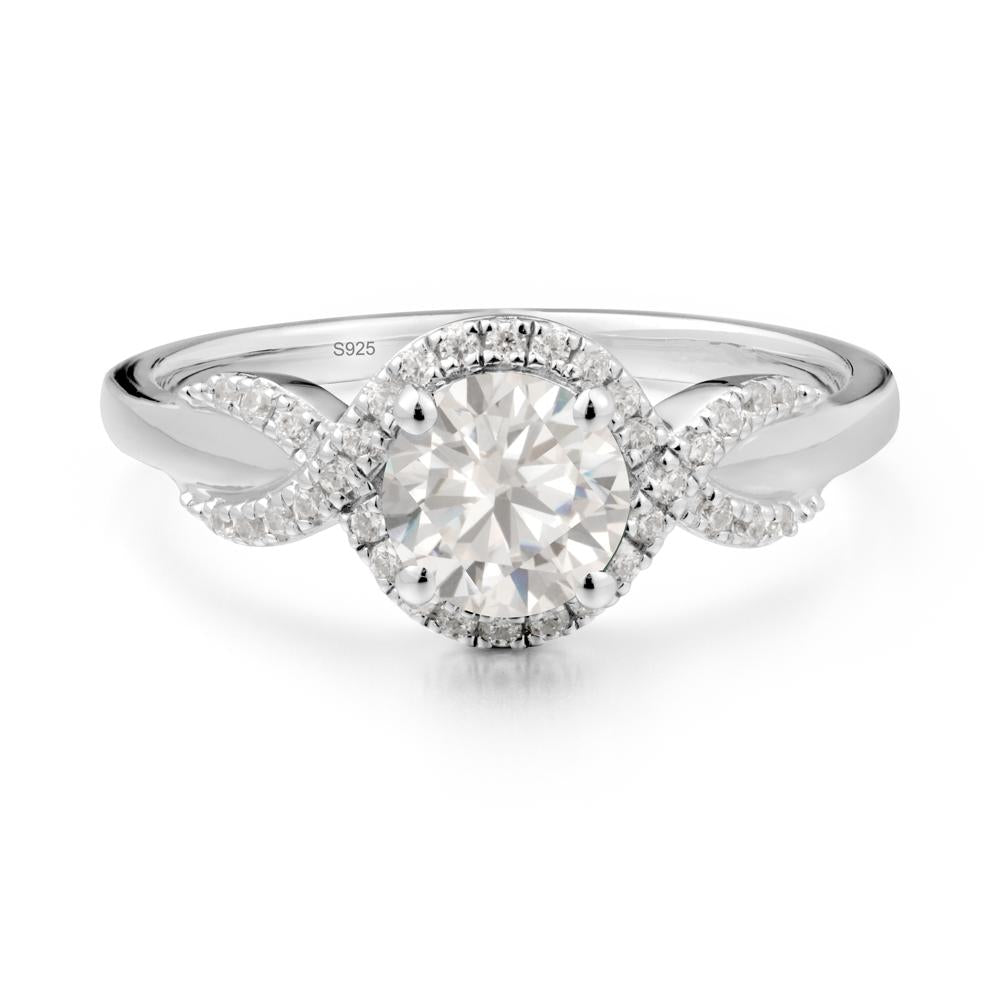 Twist Band Cubic Zirconia Halo Ring - LUO Jewelry #metal_sterling silver