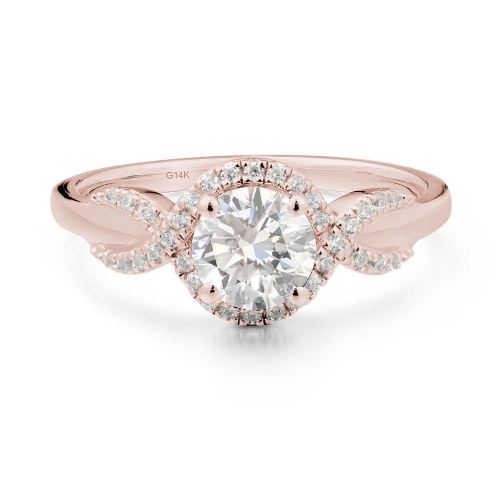 Twist Band Diamond Halo Ring - LUO Jewelry #metal_14k rose gold