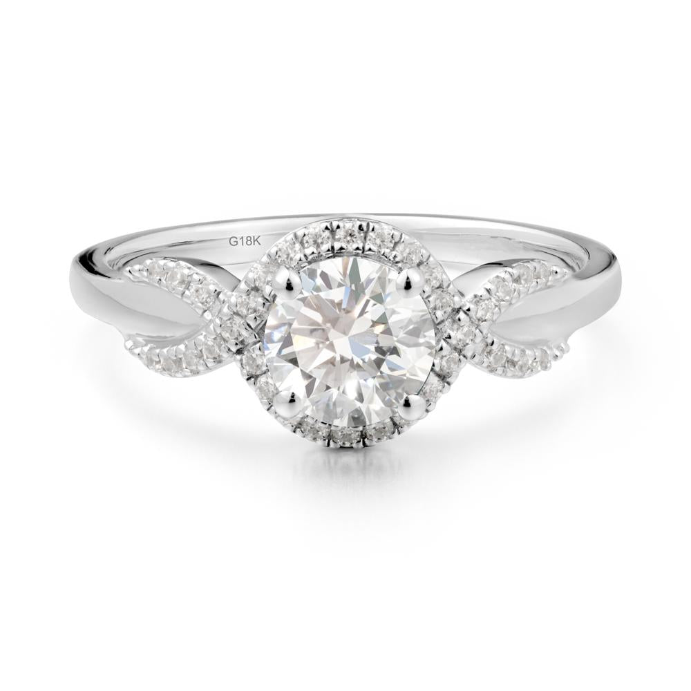 Twist Band Diamond Halo Ring - LUO Jewelry #metal_18k white gold