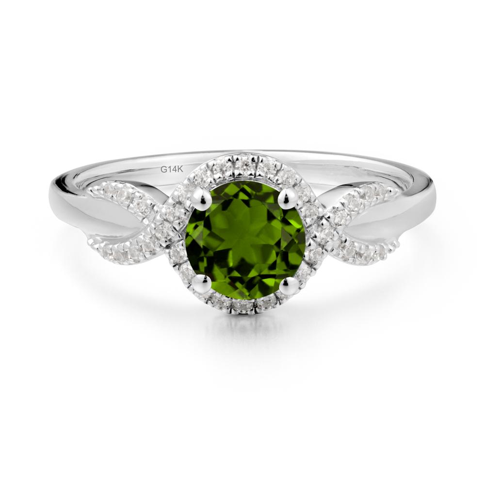 Twist Band Diopside Engagement Ring - LUO Jewelry #metal_14k white gold