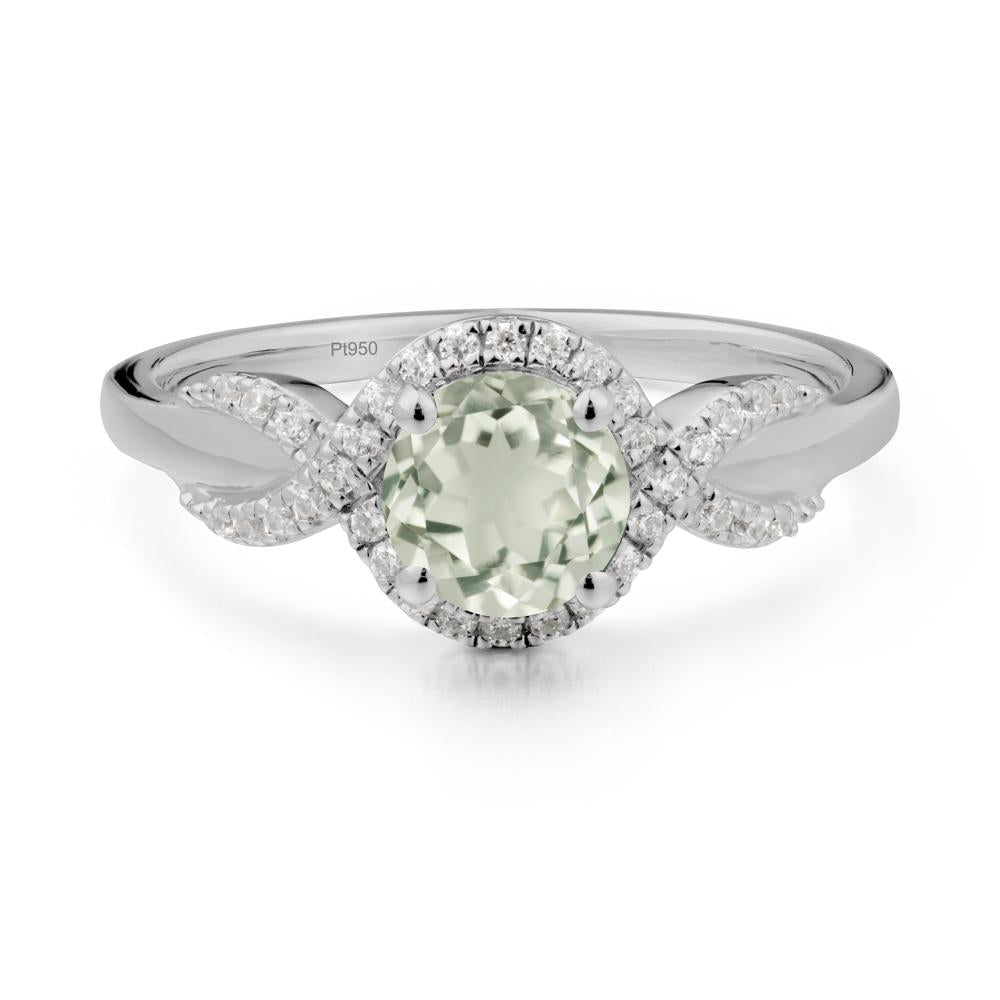 Twist Band Green Amethyst Halo Ring - LUO Jewelry #metal_platinum