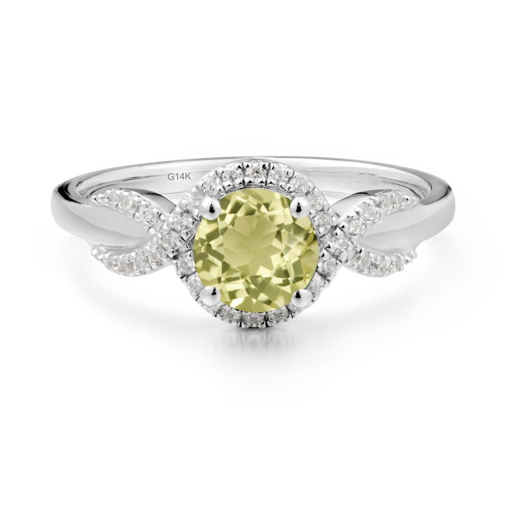 Twist Band Lemon Quartz Engagement Ring - LUO Jewelry #metal_14k white gold