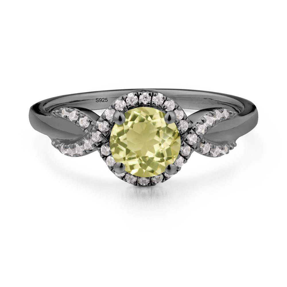Twist Band Lemon Quartz Engagement Ring - LUO Jewelry #metal_black finish sterling silver