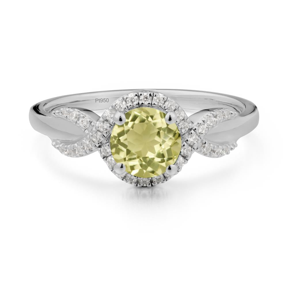 Twist Band Lemon Quartz Engagement Ring - LUO Jewelry #metal_platinum