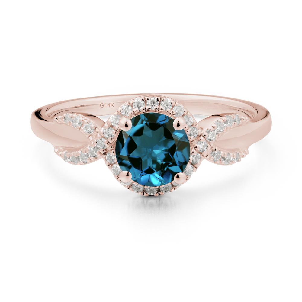 Twist Band London Blue Topaz Engagement Ring - LUO Jewelry #metal_14k rose gold