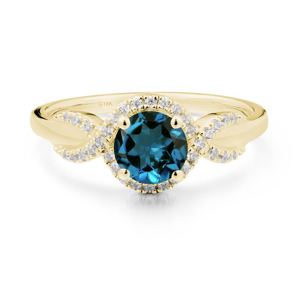 Twist Band London Blue Topaz Engagement Ring - LUO Jewelry #metal_18k yellow gold