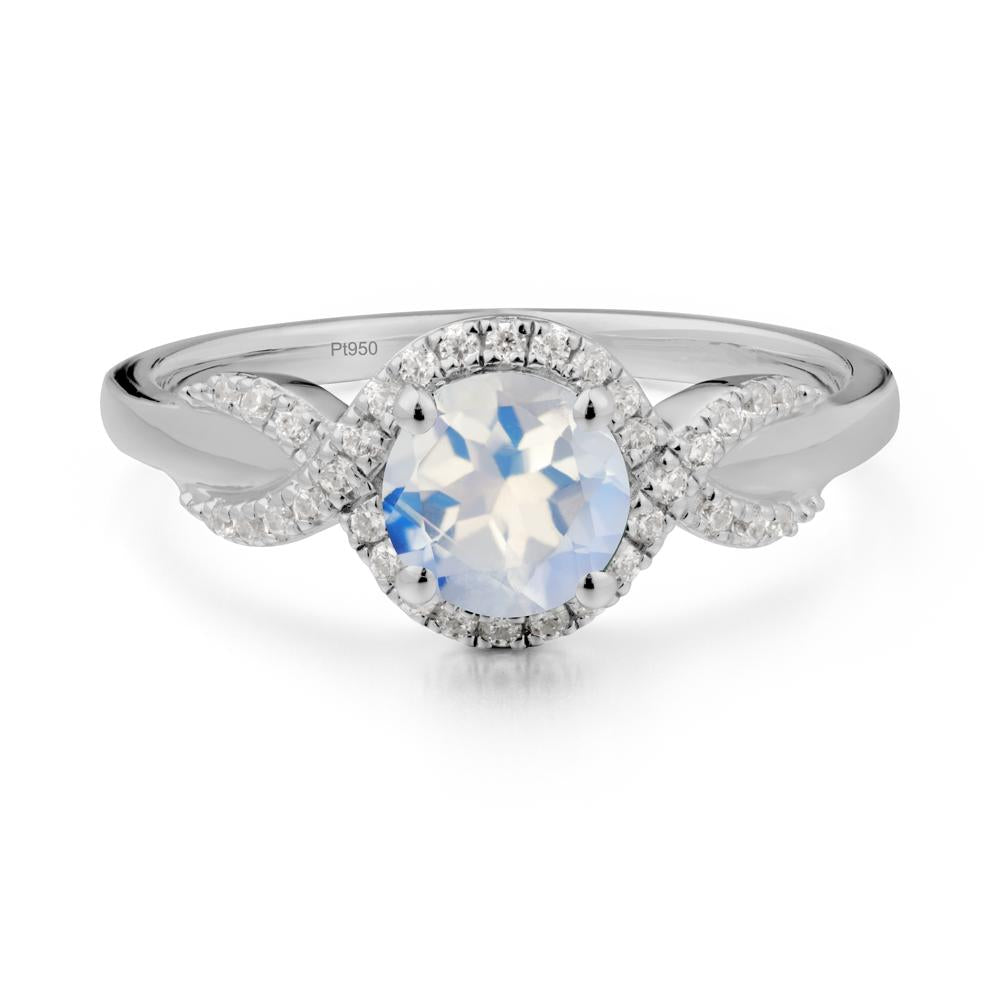 Twist Band Moonstone Halo Ring - LUO Jewelry #metal_platinum