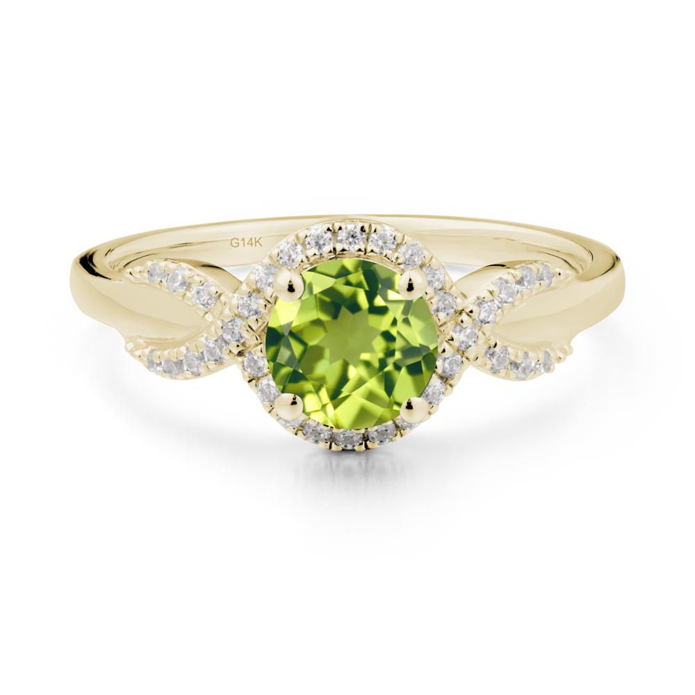 Twist Band Peridot Engagement Ring - LUO Jewelry #metal_14k yellow gold