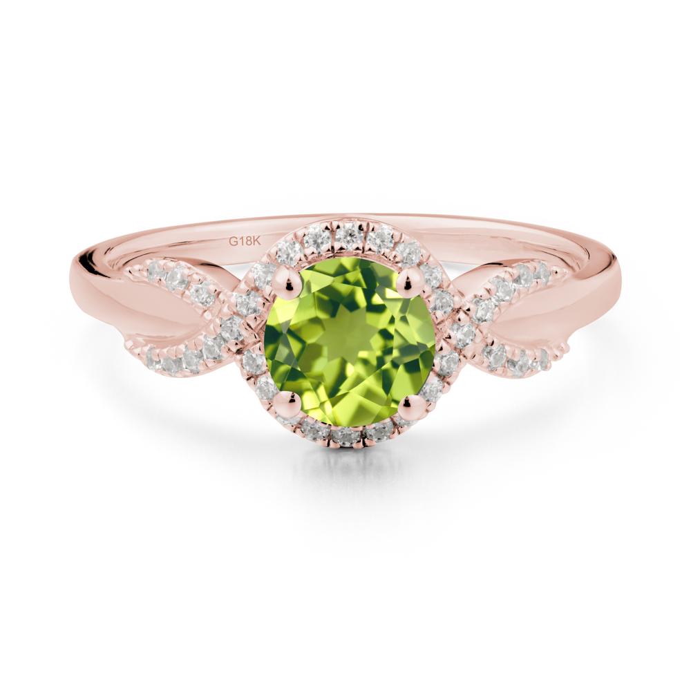 Twist Band Peridot Engagement Ring - LUO Jewelry #metal_18k rose gold