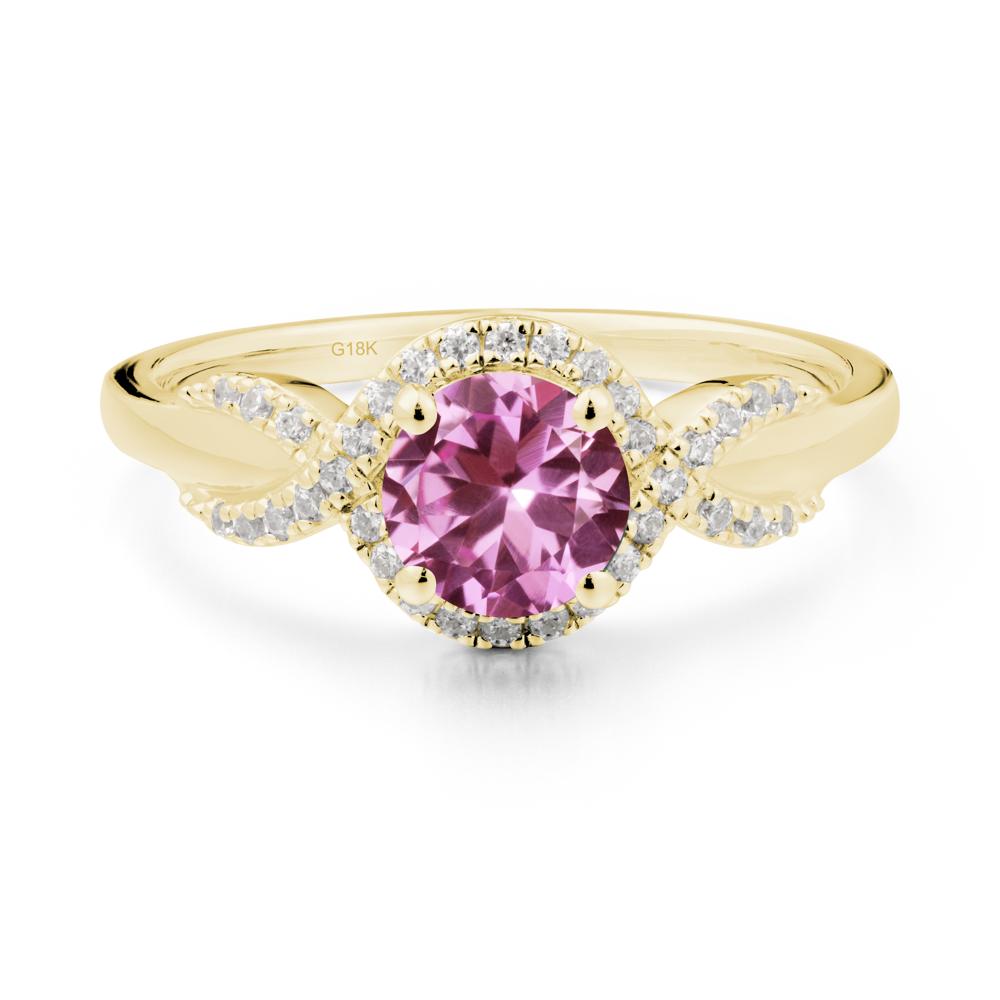 Twist Band Pink Sapphire Engagement Ring - LUO Jewelry #metal_18k yellow gold