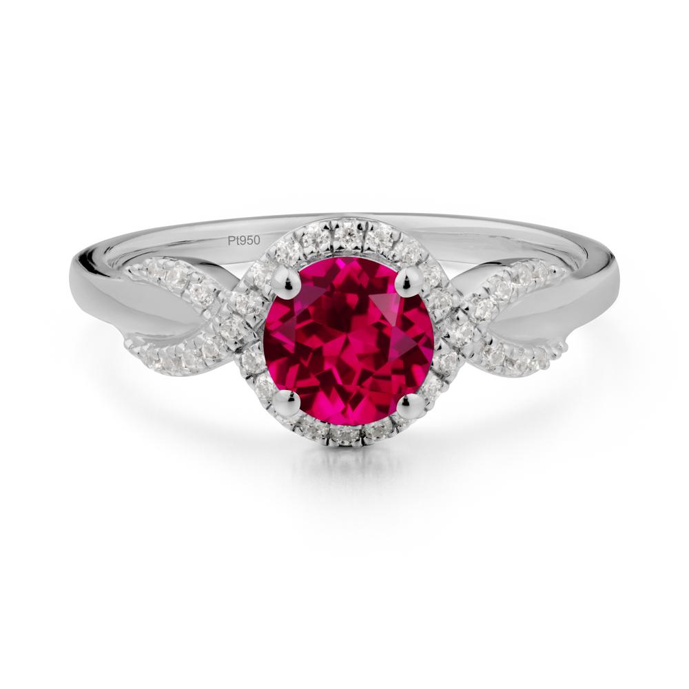Twist Band Ruby Halo Ring - LUO Jewelry #metal_platinum