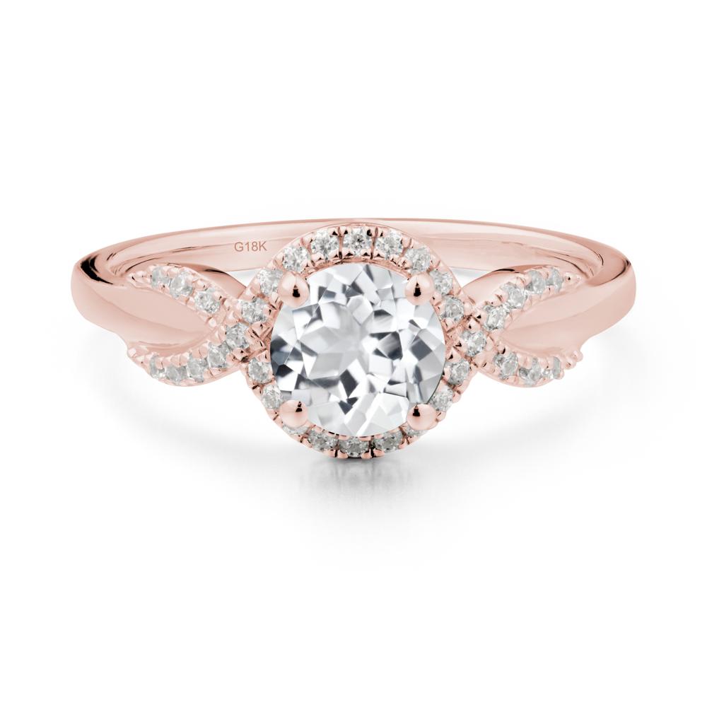 Twist Band White Topaz Halo Ring - LUO Jewelry #metal_18k rose gold