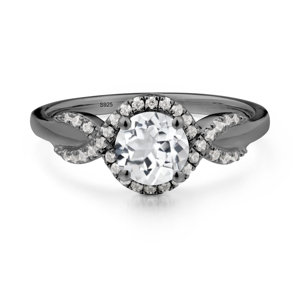 Twist Band White Topaz Halo Ring - LUO Jewelry #metal_black finish sterling silver