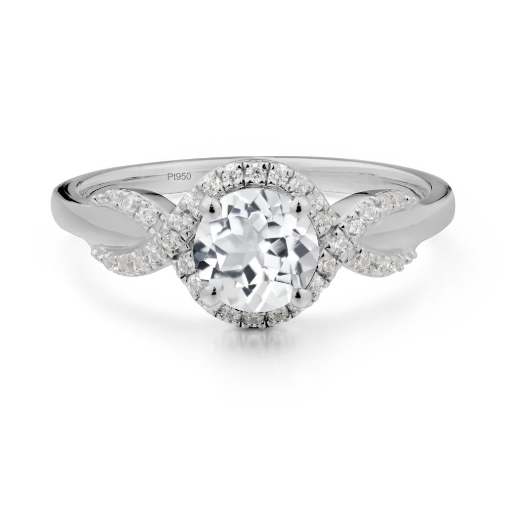Twist Band White Topaz Halo Ring - LUO Jewelry #metal_platinum