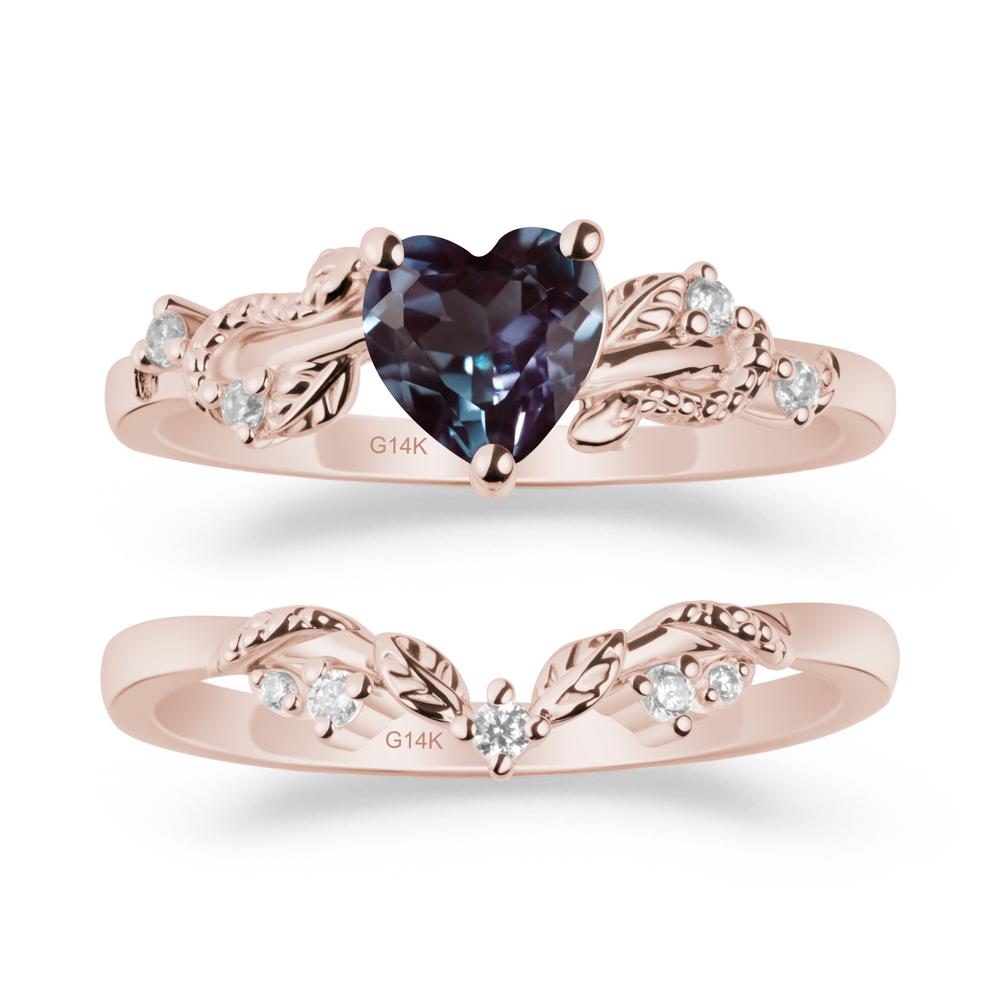 Heart Shaped Alexandrite Bridal Set - LUO Jewelry #metal_xxxxx