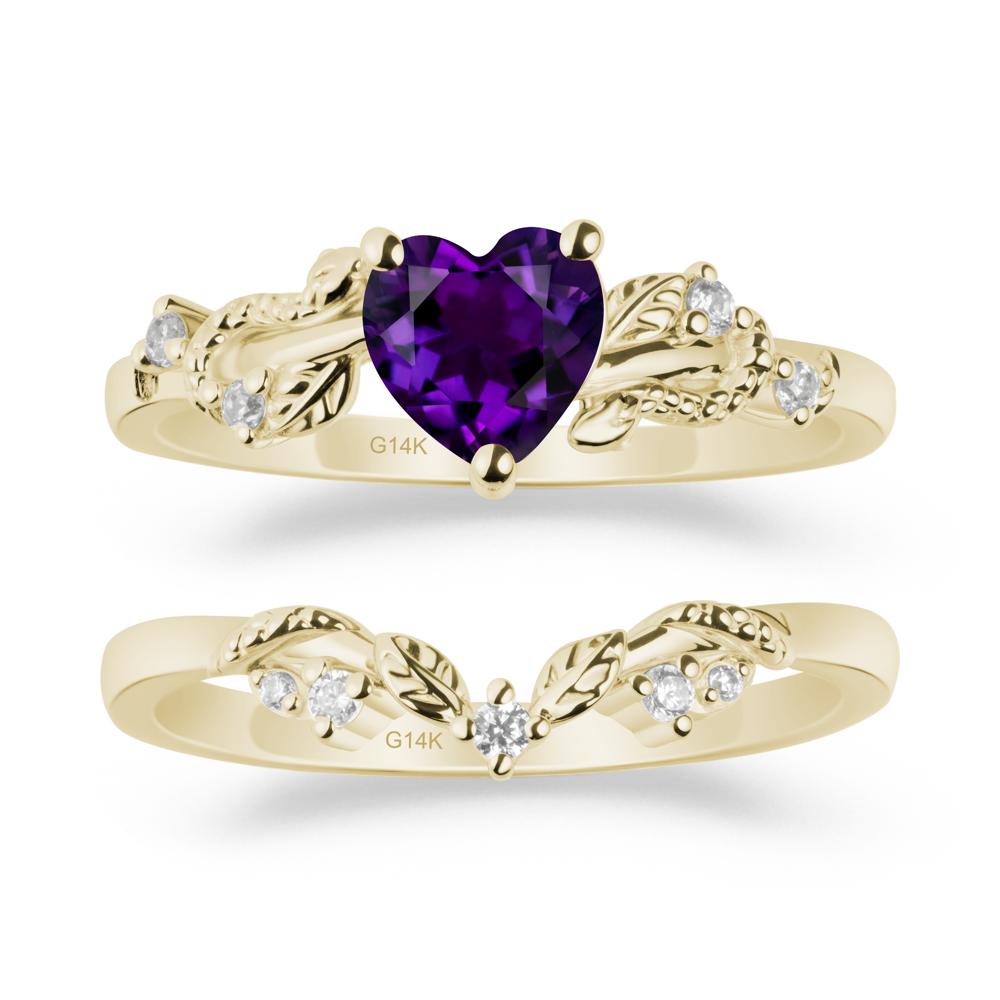 Leaf Design Amethyst Ring Set - LUO Jewelry #metal_xxxxx