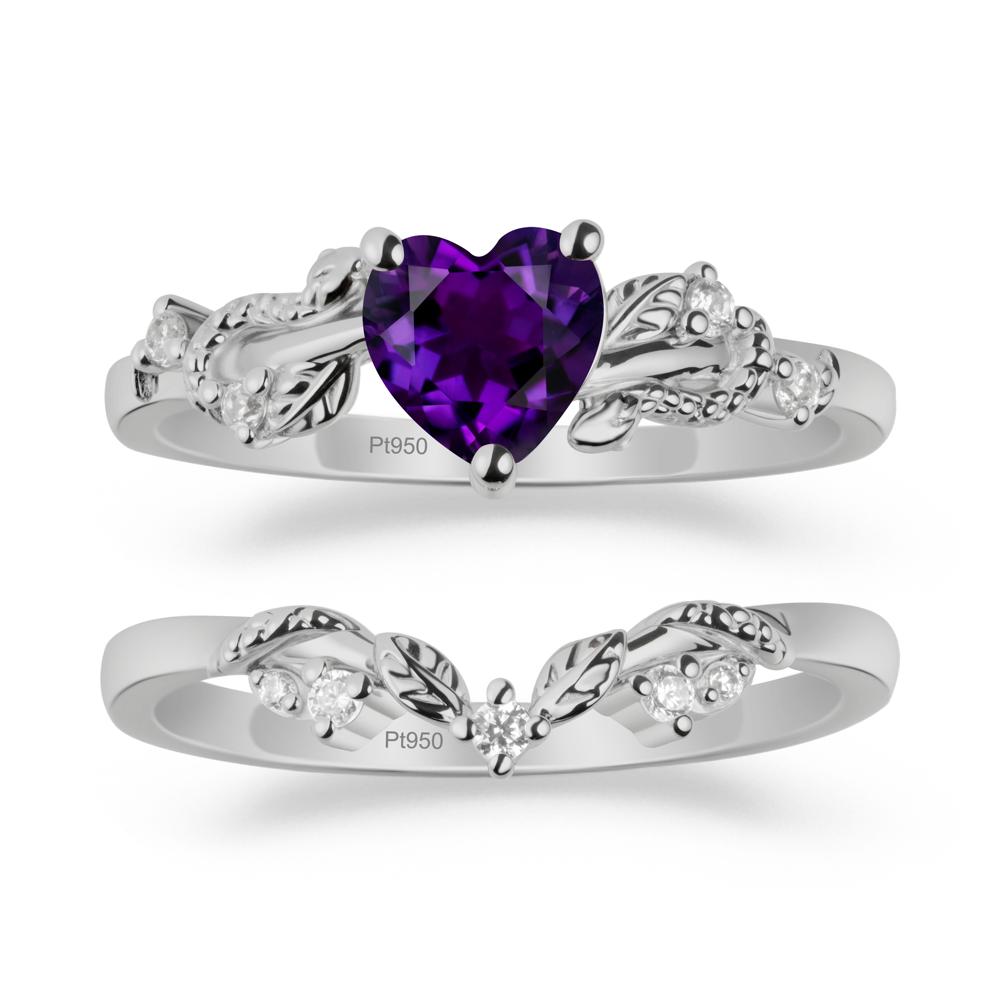Leaf Design Amethyst Ring Set - LUO Jewelry #metal_xxxxx