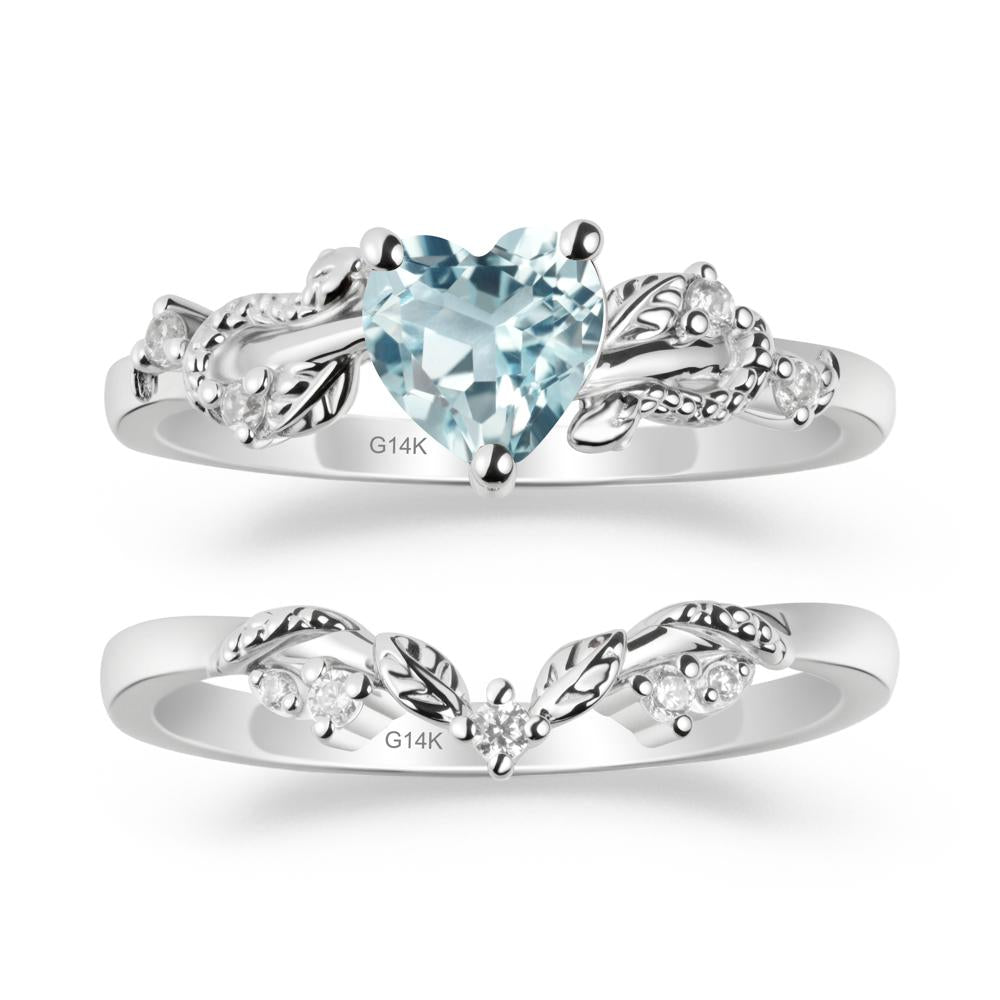 Snake Inspire Aquamarine Wedding Ring Set - LUO Jewelry #metal_xxxxx