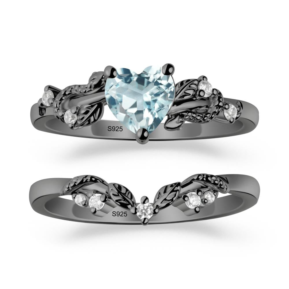 Snake Inspire Aquamarine Wedding Ring Set - LUO Jewelry #metal_xxxxx