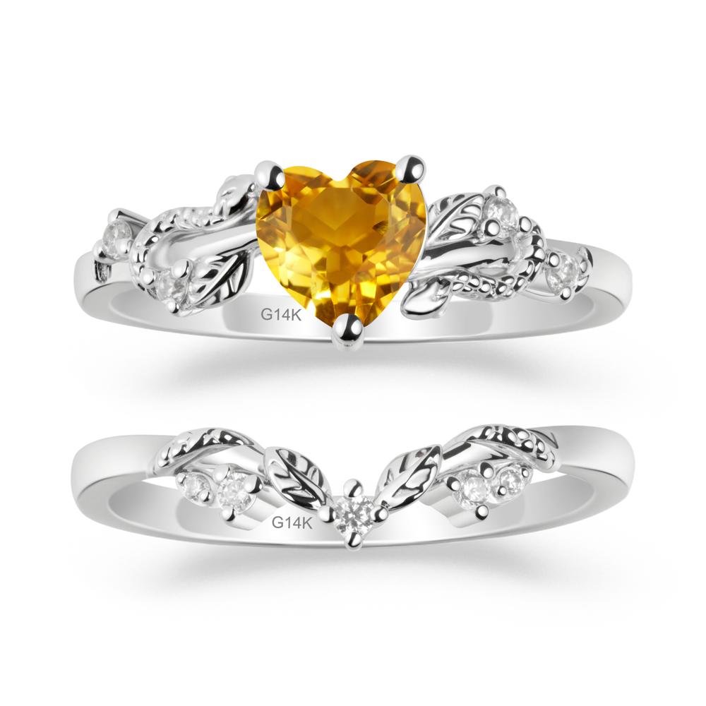 Leaf Design Citrine Ring Set - LUO Jewelry #metal_xxxxx