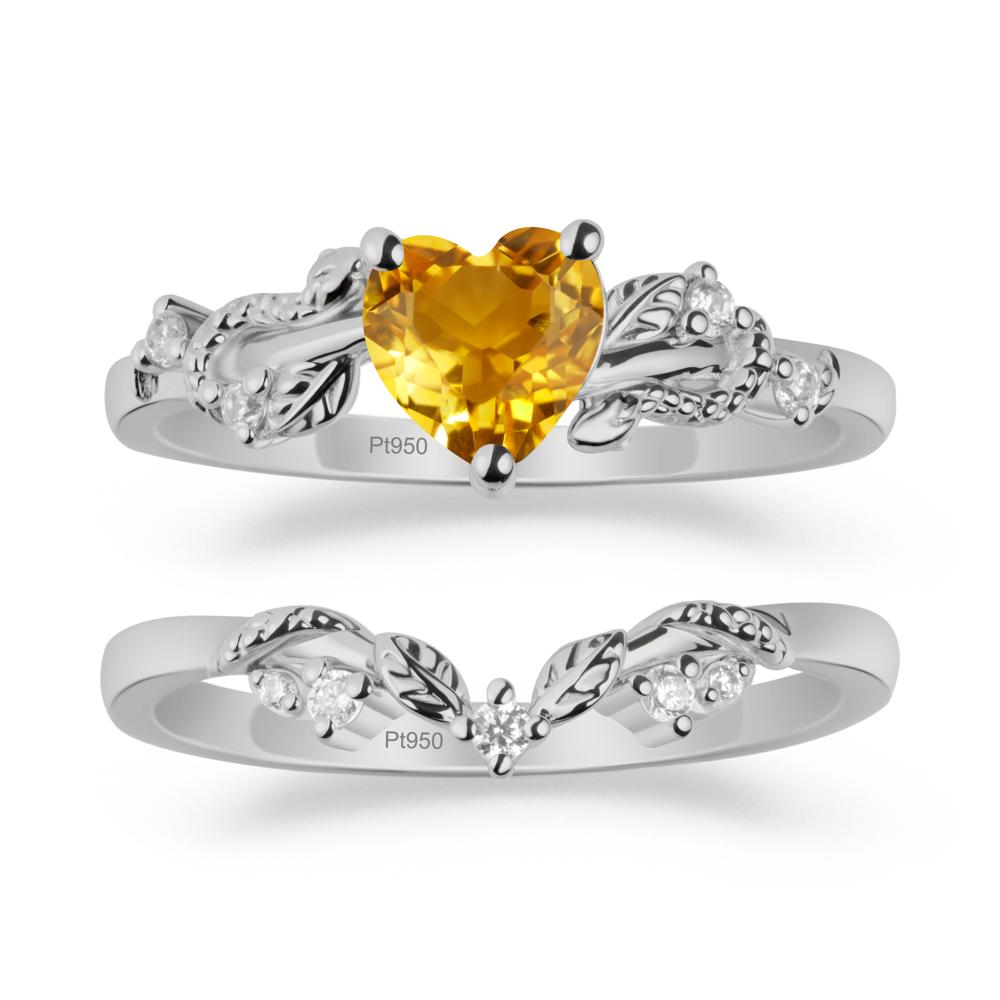 Leaf Design Citrine Ring Set - LUO Jewelry #metal_xxxxx