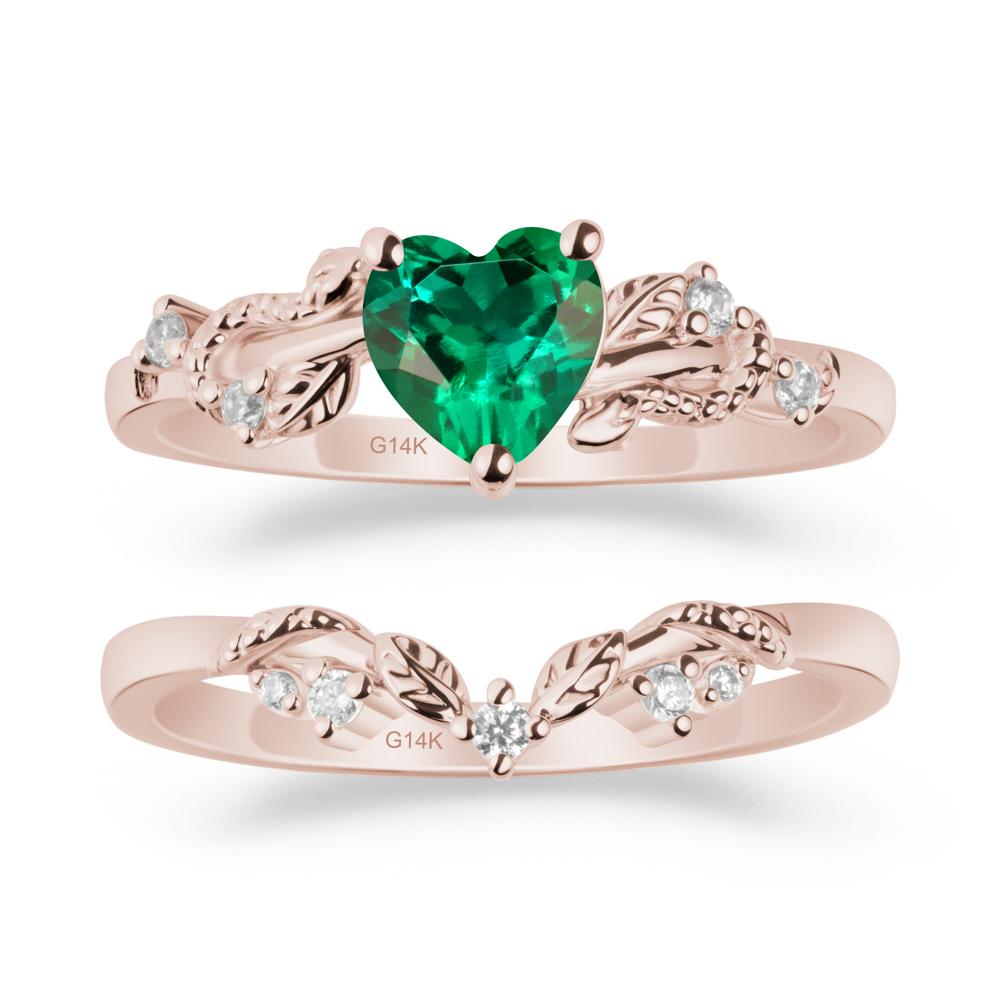 Heart Shaped Emerald Bridal Set - LUO Jewelry #metal_xxxxx