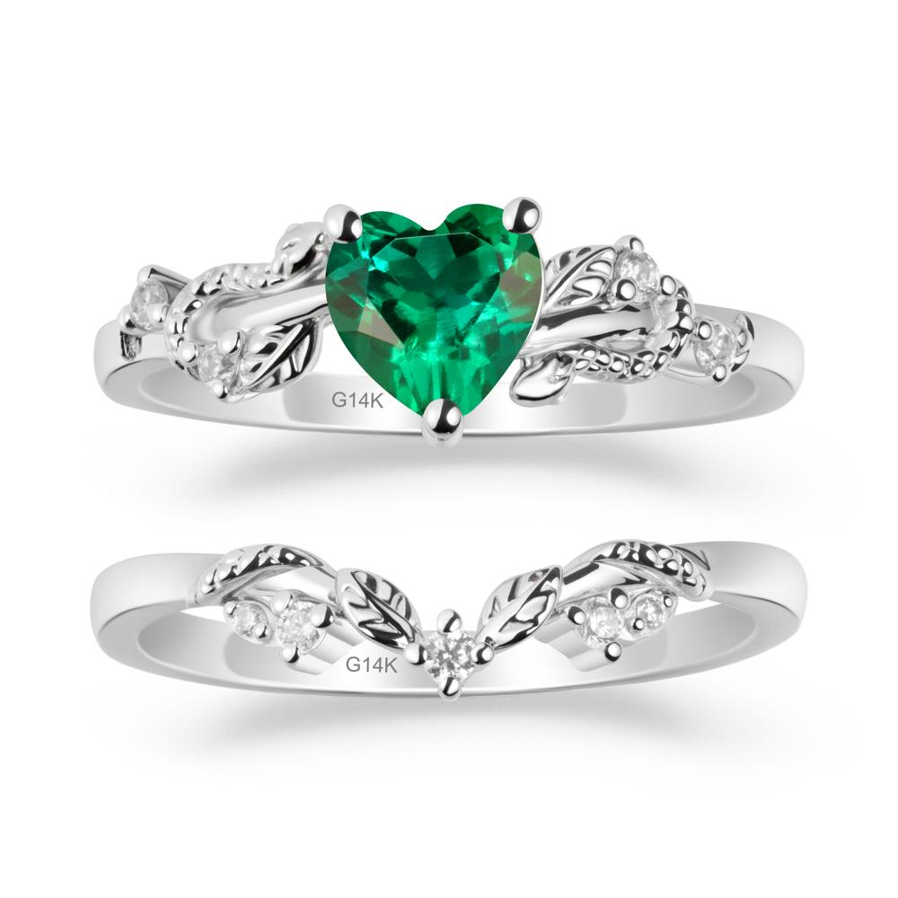 Heart Shaped Emerald Bridal Set - LUO Jewelry #metal_xxxxx