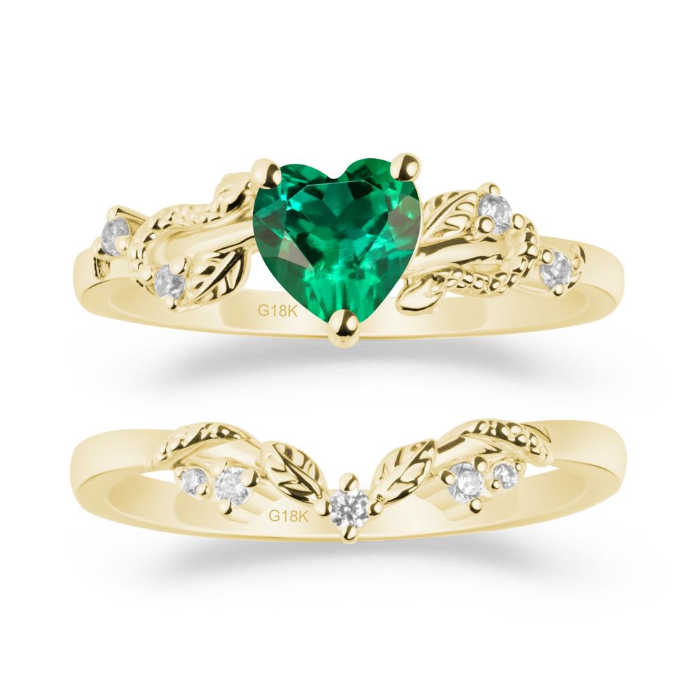 Heart Shaped Emerald Bridal Set - LUO Jewelry #metal_xxxxx
