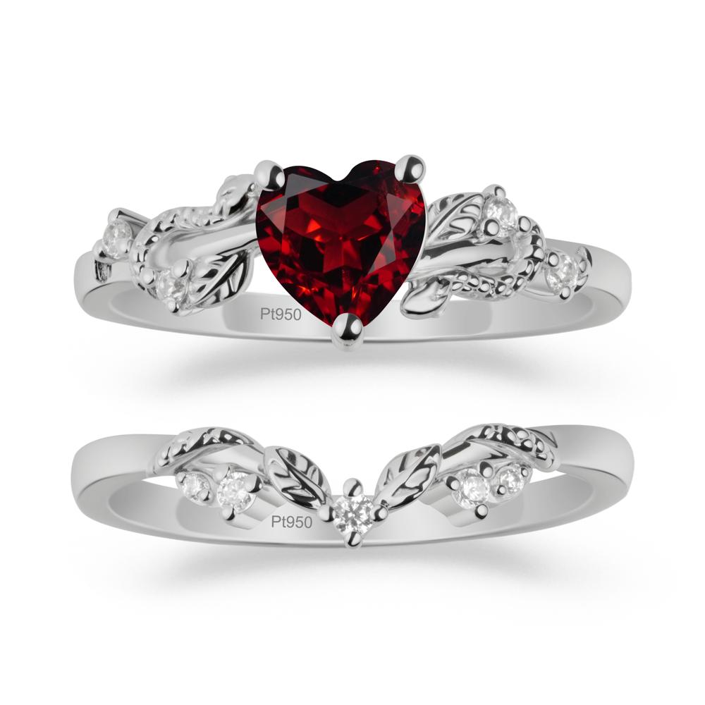 Leaf Design Garnet Ring Set - LUO Jewelry #metal_xxxxx