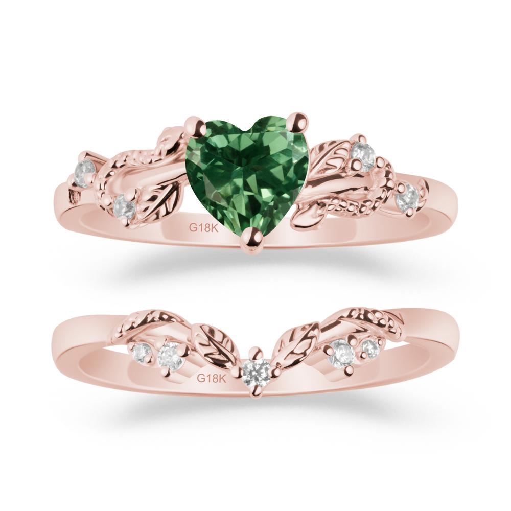 Heart Shaped Green Sapphire Bridal Set - LUO Jewelry #metal_xxxxx
