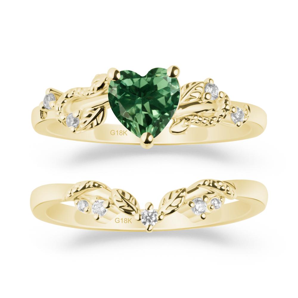 Heart Shaped Green Sapphire Bridal Set - LUO Jewelry #metal_xxxxx
