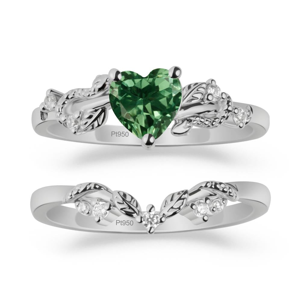 Heart Shaped Green Sapphire Bridal Set - LUO Jewelry #metal_xxxxx
